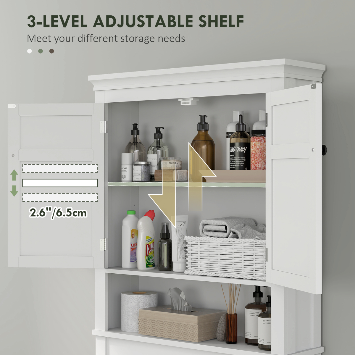 HOMCOM 3-Tier Over Toilet & Washing Machine Storage Unit – Freestanding Bathroom and Laundry Shelf