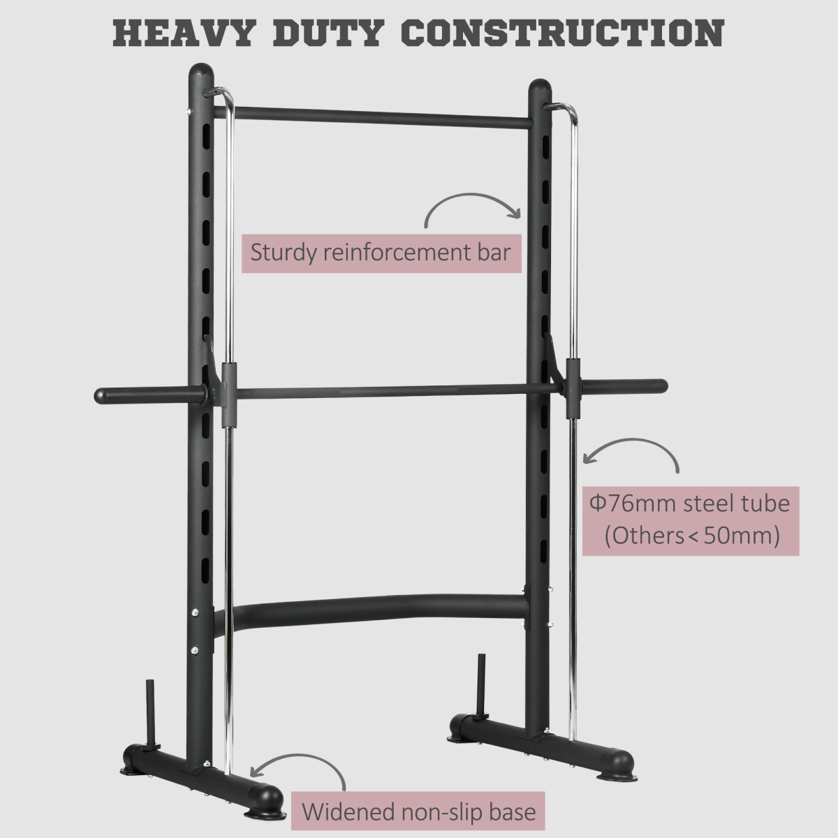 HOMCOM Adjustable Squat Rack with Pull-Up Bar & Barbell Bar – 10-Level Height, Home Gym Power Station