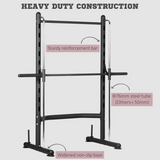 HOMCOM Adjustable Squat Rack with Pull-Up Bar & Barbell Bar – 10-Level Height, Home Gym Power Station
