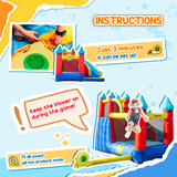 Kids Inflatable Bouncy Castle with Slide, Pool, Trampoline, Climbing Wall & Blower – Outdoor Play, Ages 3-8