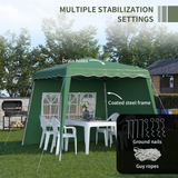 Outsunny 2.4 x 2.4m UV50+ Pop Up Gazebo with Removable Walls, Adjustable Legs & Carry Bag – Garden Canopy Tent, Green