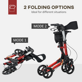 HOMCOM Folding Aluminium Rollator Walker with Seat & Storage Bag – Height Adjustable Mobility Aid
