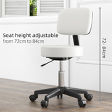 HOMCOM Adjustable Swivel Salon Chair with Padded Seat & 5 Wheels – Height 43–55cm, White