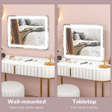 HOMCOM Vanity Mirror with LED Lights, 10X Magnifying Mirror & USB Charging Port – Wall or Tabletop, White