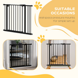 PawHut Adjustable Safety Gate with 1 Extension and 4 Screws – Pet Gate for Doors and Stairs, Black