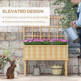 Outsunny Fir Wood Raised Garden Bed Planter with Trellis, Drainage Holes & Liner – Climbing Plants, Natural