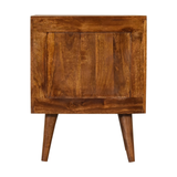 Artisan Furniture Solid Wood Lille Bedside Table with 2 Hand-Carved Drawers – Chestnut, Brown