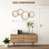 HOMCOM 4-Piece Gold Metal Wall Art with Decorative Mirrors – Modern Wall Sculpture