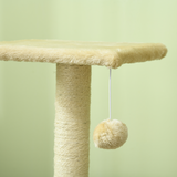PawHut 72cm Cat Tree Climbing Tower with Sisal Scratching Post and Arc Scratching Pad, Cream White
