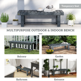 Outsunny 1.1m Outdoor Garden Bench for 2 People – Solid Fir Wood Patio Loveseat with Foot Bar, Grey