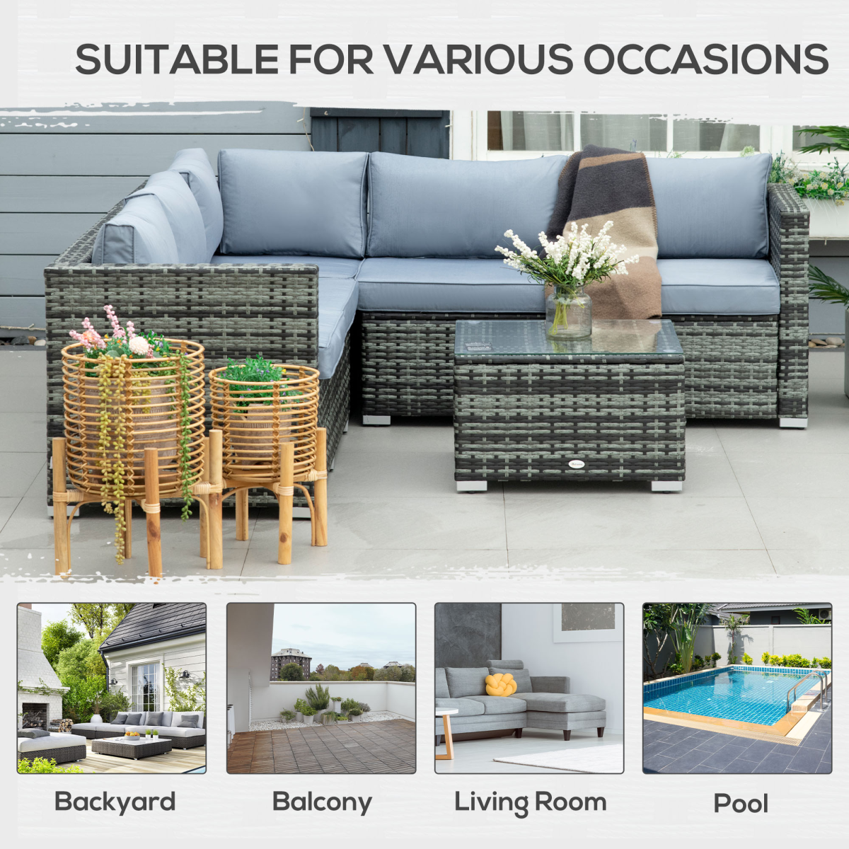 Outsunny rattan set steel frame detail