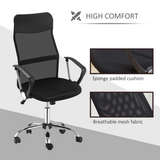 HOMCOM High Back Mesh Executive Office Chair with Faux Leather Top – Black Ergonomic Desk Chair
