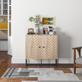 Embossed Arrow Storage Cabinet with Adjustable Shelf, Metal Frame & Handles – Versatile Home Storage