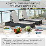 Outsunny Rattan Sun Loungers Set of 2 with 5-Position Backrest & Padded Seats – Garden Recliners, Brown