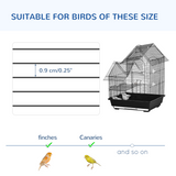 PawHut Metal Bird Cage with Plastic Perch, Food Container, Swing Ring and Handle – Compact Cage, Black