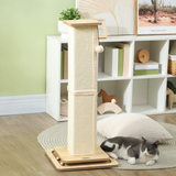 PawHut 87cm Cat Scratching Post 3-in-1 with Sisal Cover, Turntable Rail & Track Ball Toy – Oak