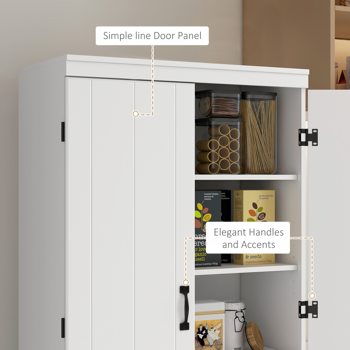 HOMCOM 4-Door Kitchen Storage Cabinet with Adjustable Shelves – White