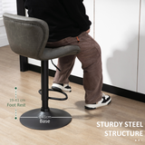 HOMCOM Adjustable Swivel Bar Stools, Set of 2 – Faux Leather Kitchen Island Stools with Footrest, Dark Grey