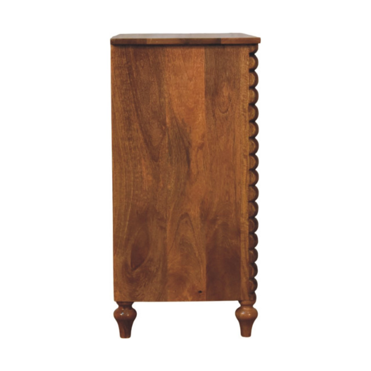 Artisan Furniture Solid Wood Spindle Chest of 3 Drawers with Brass Handles – Amber Oak Finish, Brown