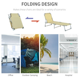 Outsunny Folding Camping Cot & Sun Lounger with 4-Level Adjustable Back – Portable Camp Bed for Festivals
