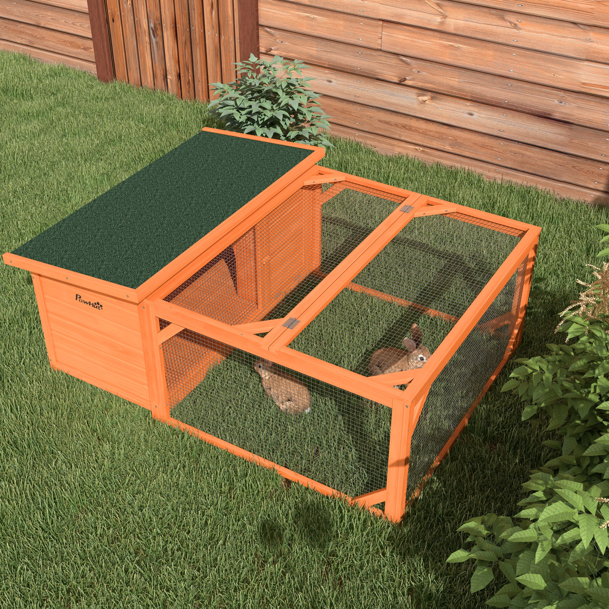 Wooden Rabbit Hutch with Run – Weather-Resistant Outdoor Small Animal House for Rabbits and Guinea Pigs