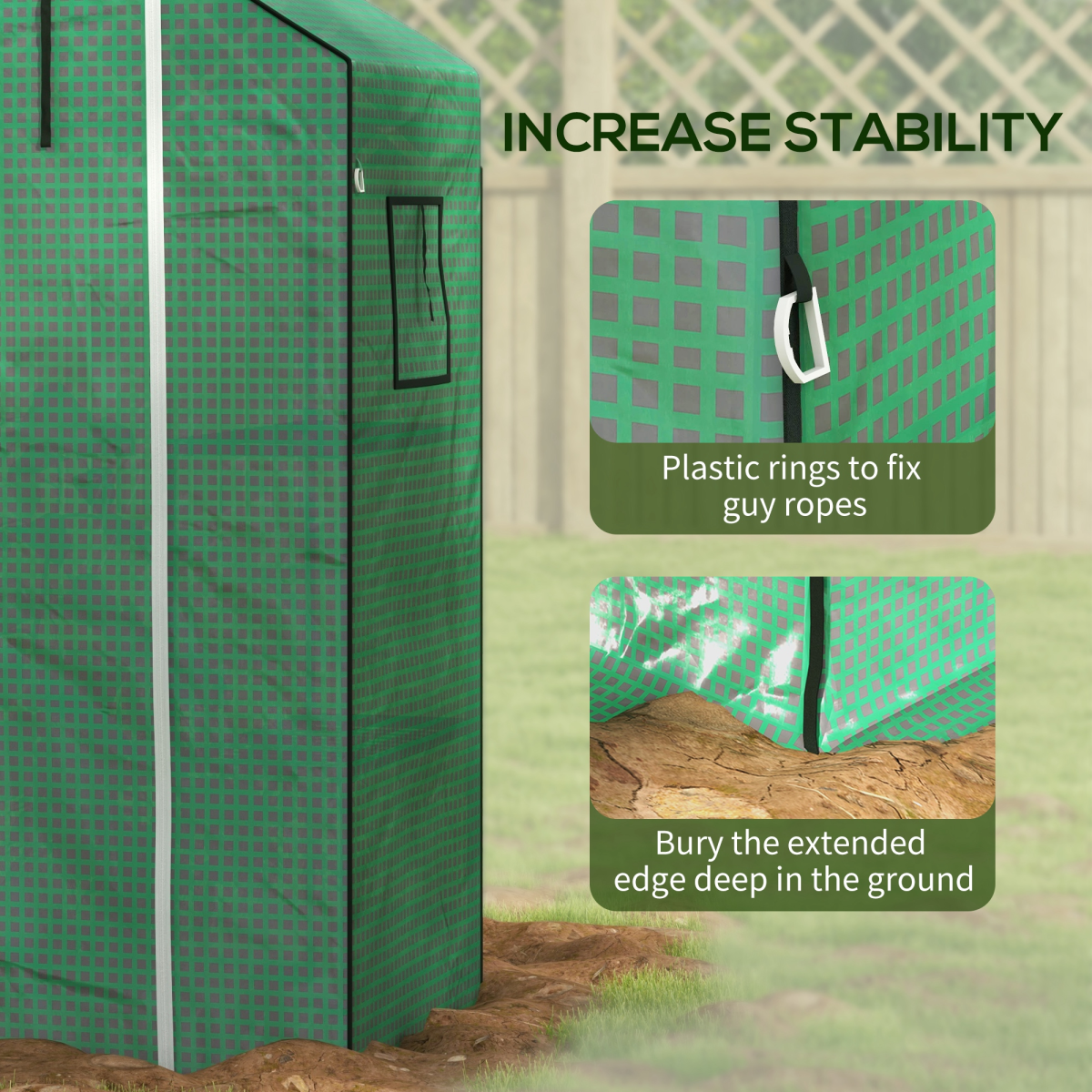Outsunny PE Greenhouse Replacement Cover with Roll-Up Door & Mesh Windows – Cover Only for 845-511, Green
