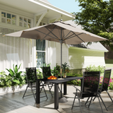 Outsunny Garden Dining Table for 6 with Parasol Hole, Slatted Steel Top, 150 x 90 cm – Outdoor Table, Black