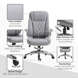 Vinsetto High Back Executive Office Chair with Headrest, Rocking Function & PU Leather – Grey