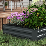 Outsunny Set of 2 Galvanised Steel Raised Garden Beds, 100 x 100cm Planter Boxes – Easy Setup, Dark Grey