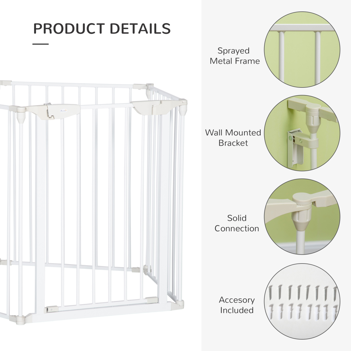 Pawhut 5-Panel Pet Gate and Dog Playpen with Walk-Through Door – Freestanding or Wall Mounted, White