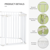 Pawhut 5-Panel Pet Gate and Dog Playpen with Walk-Through Door – Freestanding or Wall Mounted, White