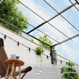 Outsunny 2 x 3m Wall Mounted Pergola with Retractable Sliding Canopy – UV-Protective Roof, Khaki