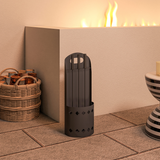 Outsunny 4 Piece Fireplace Companion Set with Broom, Shovel, Poker & Bucket – Powder-Coated Metal, Black