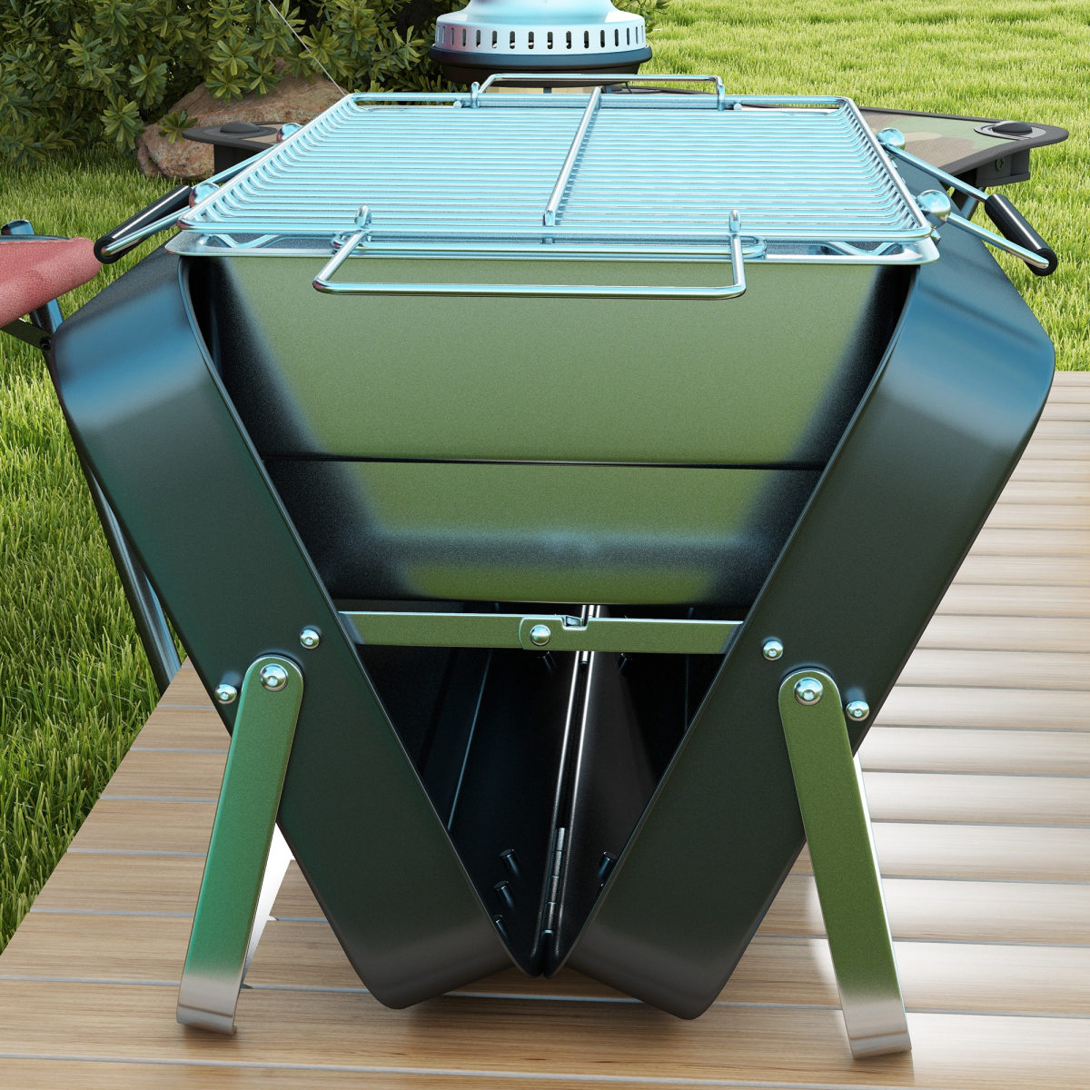 Outsunny Portable Suitcase BBQ Grill, Foldable Charcoal Barbecue – Camping, Picnic & Party, Black