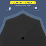 Outsunny 2m Half Garden Parasol with Crank Handle & Double-Sided Canopy – Wall-Side Shade, Black Base