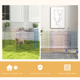 PawHut Multicolour Pet Playpen with Door, 6 Shapeable Panels – Dog, Puppy and Small Animal Crate