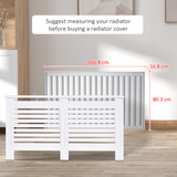 HOMCOM Modern Slatted Radiator Cover with Shelf Top – Painted MDF Heater Cabinet, White, Medium