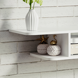 Floating Wall-Mounted TV Unit with Storage Shelves and Cable Management – Media Console, White