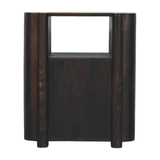 Artisan Furniture Solid Wood Rattan Curve Edge Nightstand with 2 Drawers and Shelf – Bedroom, Dark Brown