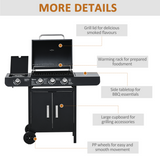Outsunny Deluxe 3+1 Burner Gas BBQ Grill Trolley with Side Burner and Warming Rack, 110 x 50 x 100cm