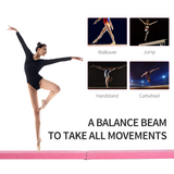 HOMCOM Foldable Gymnastics Balance Beam Trainer, 2.4m Suede Beam with 10cm Wide Top – Home Practice, Pink