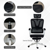 Vinsetto Ergonomic Office Chair with Adjustable Headrest, Lumbar Support & Retractable Footrest