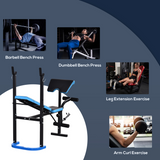 HOMCOM Adjustable Weight Bench with Leg Developer & Barbell Rack – Home Gym Strength Training, 150kg Capacity
