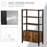 Industrial Bookcase Storage Cabinet with Open Shelves & Cupboard – Brown and Black Two-Tone