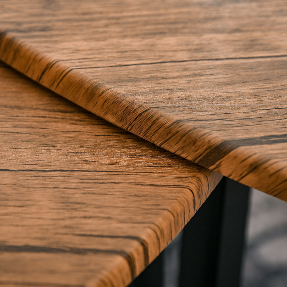 3-Piece Stackable Coffee Table Set with Walnut-Effect MDF Tops & Steel Frames – Nesting Tables