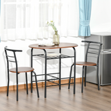 HOMCOM 2-Seater Bar Table and Stool Set with Bottle Storage Shelf – Compact Breakfast Bar, Wood Tone