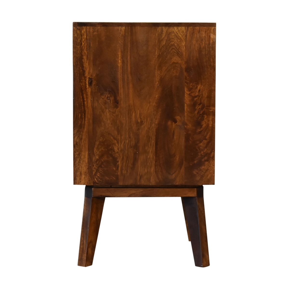 Artisan Furniture Zen 1 Door Bedside Table with Brass Cut-Out Door Front – Art Deco Style, Brown