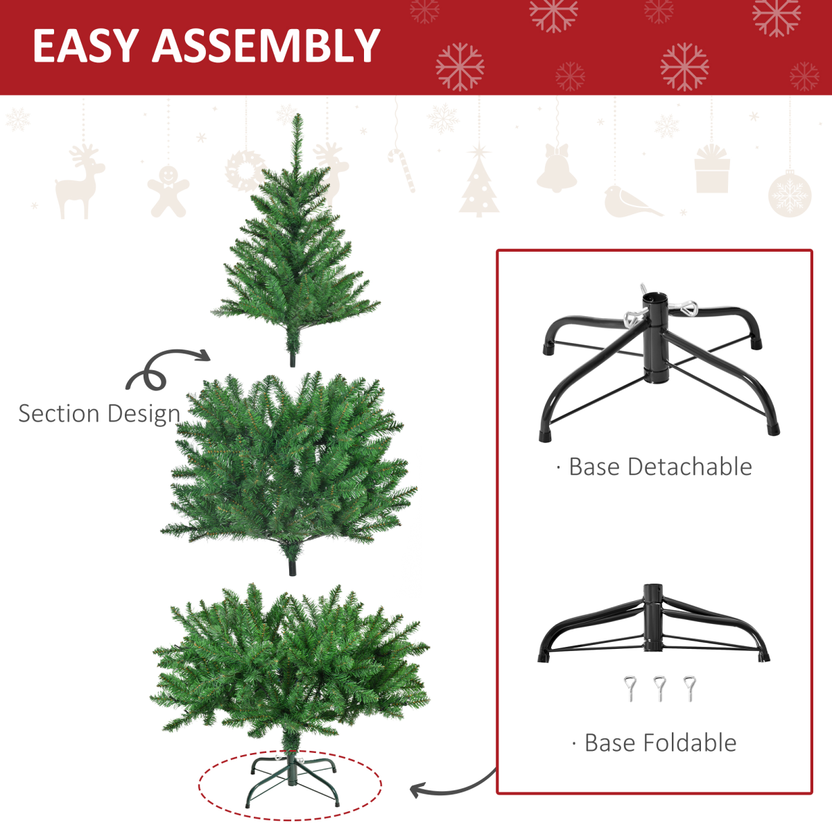 HOMCOM 5ft Pre-Lit Christmas Tree with Warm White LEDs, 8 Light Modes & Foldable Base – Green
