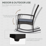 Outsunny PE Rattan Rocking Chair with Padded Cushion & Steel Frame – Outdoor Garden Seating, Grey