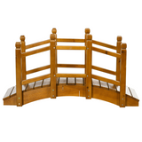 Outsunny Wooden Garden Bridge with Curved Safety Railings, 150kg Capacity – Arched Pond Footbridge
